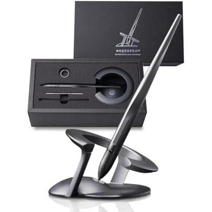 novium Hoverpen Interstellar Edition - Futuristic Luxury Pen Made With Aerospace Alloys, Desk Aesthetic, Free Spinning Executive Pen, Gifts for Men & Women (Space Black)