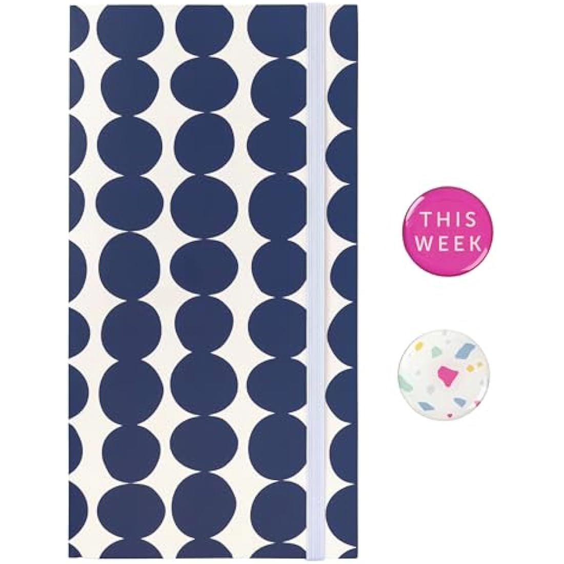 Busy B Navy Spot Meal Planner - Weekly Tear-Off Meal Planner, Shopping Lists, Storage Pocket, Elastic Closure, Pen Loop and Two Magnets - FSC® Certified