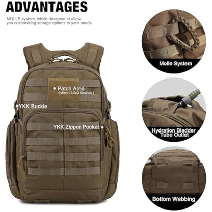 Mardingtop 40L Military Tactical Backpack Practical Rucksack for Men with Molle System Outdoor Hiking Backpack Army Backpack for Hiking, Traveling, Mountaining