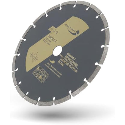 PRODIAMANT set of 2 universal diamond cutting disc 230mm 9inch x 22.2 mm concrete, stone, brick 9 inch diamond disc 7mm segment