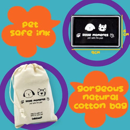 Cat and Dog Paw Print Kit - Pet Safe Ink Pad with Drawstring Bag - Black inkpad prints for cats and dogs puppy or kitten