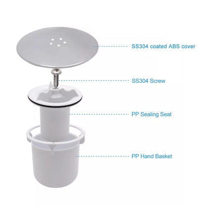Shower Drain Cover, Waste Cap Tube/Cup Cubicle 90mm / 115mm Plug Hole Drain Replacement Easy Fit Chrome Finish Fast Flow Hair Trap Basket