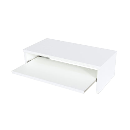 Henor Stand Monitor Riser Wooden Screen with Removable Tray 62 x 32 x 18 cm. Supports 50 kg. White.