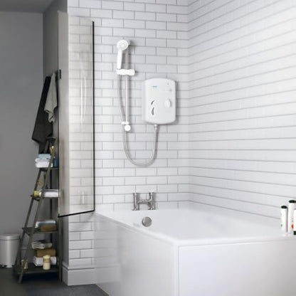 Triton Showers Seville, Shower Electric, 10.5 KW, White, Instant Hot Water, Replacement Shower, Anti Twist Hose, Bathroom Showering Unit