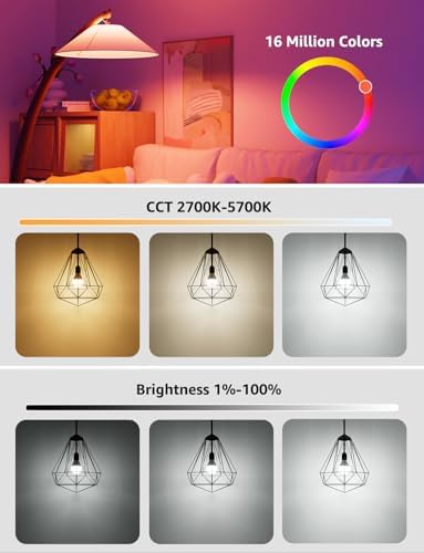 Lepro BP1 AI Smart Bulb E14, Music Sync Small Edison Screw Bulb, Voice Control, 4.9W 470LM Bluetooth & WiFi Bulb, LLM AI Lighting Design Assistant, Work with Alexa & Google Assistant, 4 Packs