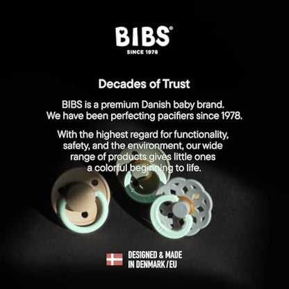 BIBS Colour Glow Soother 2-Pack, Glow in The Dark BPA Free Dummy Pacifier, Round Nipple. Natural Rubber Latex, Size 1 (0-6 Months), Blush Night/Vanilla Night