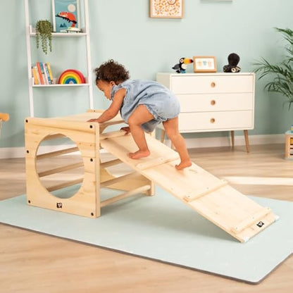 TP Toys, Active Tots, Pikler Style Wooden Indoor Baby and Toddler Ladder, Slide or Bridge, for use with TP Triangle or Climbing Cube, Interative Play, 12 Months+,Wood