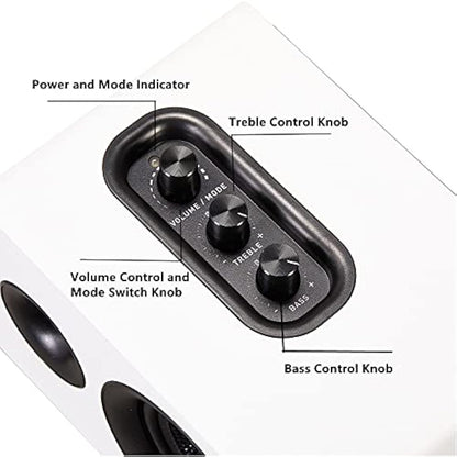 Sanyun SW208 3" Active Bluetooth 5.0 Bookshelf Speakers – 60W Carbon Fiber Unit - Built-in 24bit DAC - Dynamic 3D Surround Sound – 2.0 Computer PC Monitor Gaming Speakers (Pair, White)