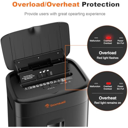 Bonsaii 100-Sheet Auto Feed Paper Shredder, Micro Cut Heavy Duty shredder with P-4 Security Level, Up to 30-Minute Continuous, 16L Bin, Anti-Jam Shredders for Home Office use, Black, C231-D