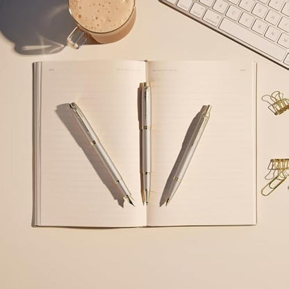 Parker IM Monochrome Fountain Pen | Champagne Finish and Trims | Fine Point | Blue Ink | Gift Box