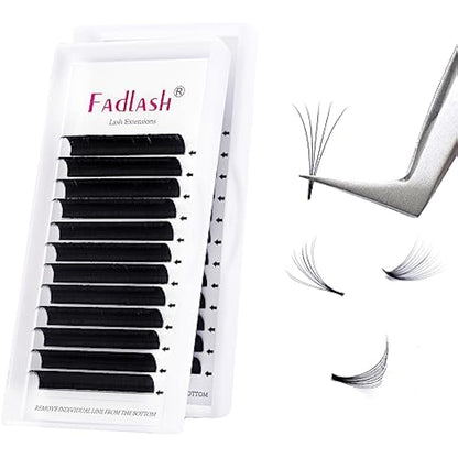 Fadlash Easy Fan Lashes C Curl 0.07 10-11-12mm Mixed Tray Russian Lashes Natural Look Self Fanning Eye Lashes Automatic Blooming Russian Eyelashes Extensions