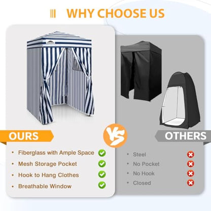 EAGLE PEAK Flex Ultra Compact 1.2m x 1.2m Pop-up Changing Room Canopy, Portable Privacy Cabana for Pool, Fashion Photoshoots, or Camping Blue/White