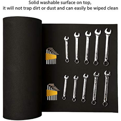 CASOMAN Professional Tool Box Liner, Toolbox Drawer Line - 16 inch(wide) x 16 feet (long), Non Slip Matting Roll, Black