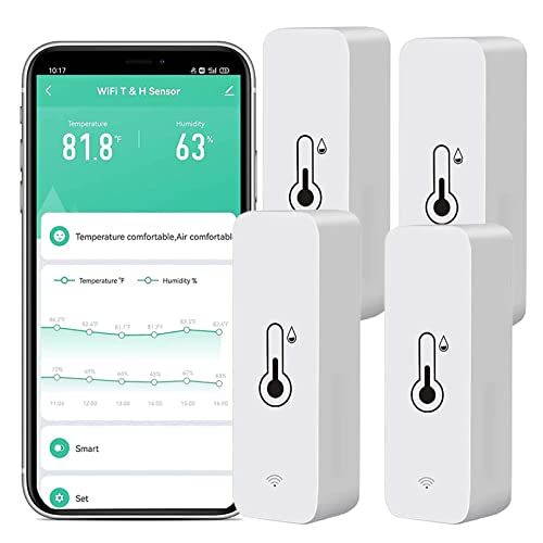 WiFi Hygrometer Thermometer Sensor: Smart Temperature Humidity Monitor, with Remote Monitor and TUYA APP Notification Alert, High Precision Indoor