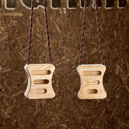 Navaris Rock Climbing Fingerboards - Set of 2x Wooden Hangboard Fingerboard Hanging Block for Training Fingers, Rock Climbers - Bouldering Hang Blocks