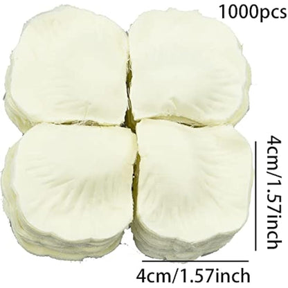 LAMXD 1000 Pcs Rose Petals Artificial Silk Flowers Petals No-Taste Artificial Roses for Wedding Decoration Confetti Table Valentine's Day Party Fake Roses Petals (Off White)