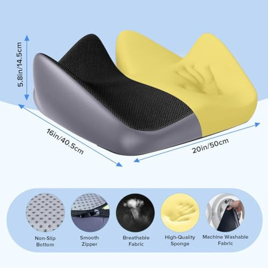 Memory Foam Seat Cushion for Relief Sciatica, Office Chair Cushion, Coccyx Cushion for Long Sitting, Ergonomic Orthopedic Cushion for Hip & Coccyx Pain Relief, Home, Car, Wheelchair, Gaming Chair