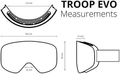 NAKED Optics The TROOP EVO Ski Goggles Men, Ski Goggles Women, Snowboard Goggles, Ski Goggles with Interchangeable Lenses for Bad Weather, Snow Goggles, Skiing Goggles