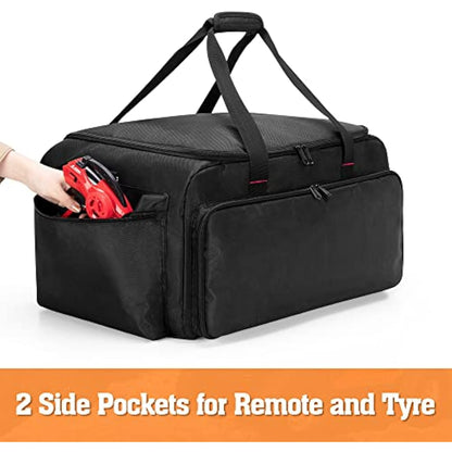 DSLEAF RC Storage Bag for 1/8 or 1/10 Car, Protective RC Carry Case with Multi Pockets for Batteries, Charger, Tools and Other Accessories, Patented Design