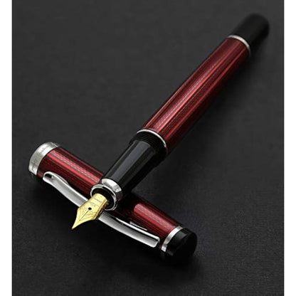 Xezo Incognito Fountain Pen, Medium Nib. Burgundy Red Layered Lacquer with Pure Platinum Plating. Handcrafted and Guilloche Engraved. Limited Edition, Serialized