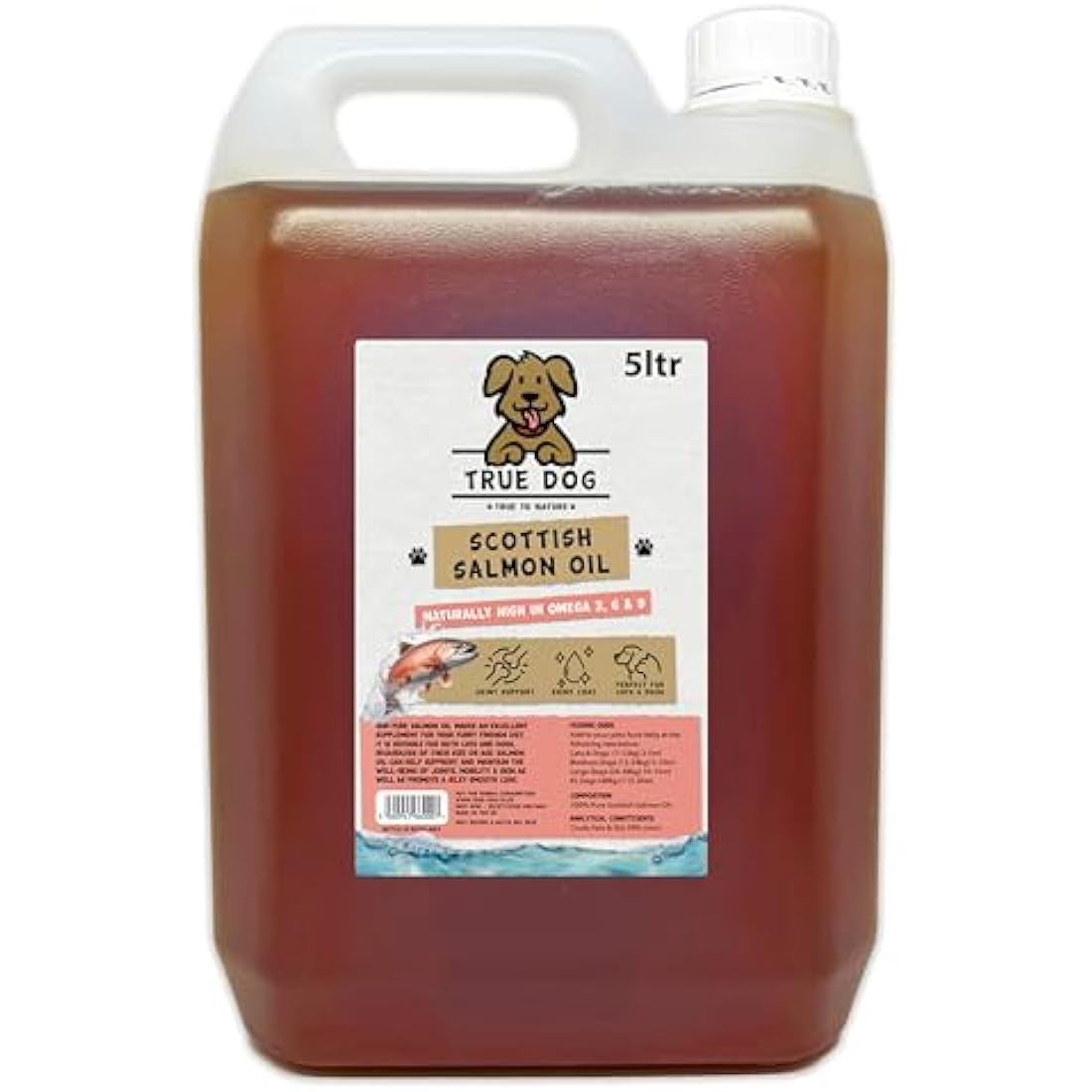 True Dog 100% Pure Scottish Salmon Oil 5ltr | Salmon Oil for Dogs & Cats, Omega 3, 6 & 9, Skin and Coat Health, Joint & Mobility Support