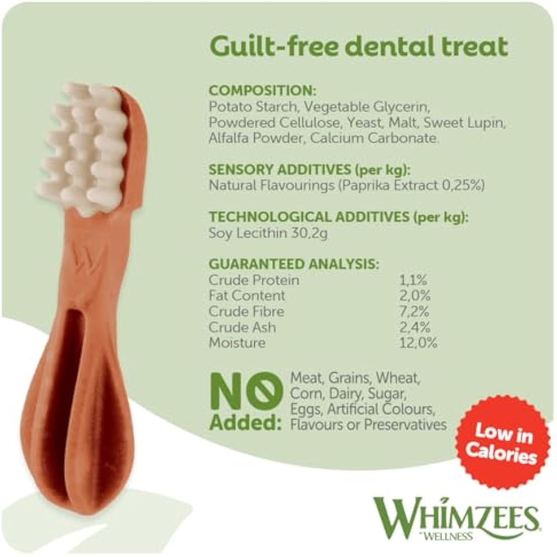 WHIMZEES By Wellness Toothbrush, Natural And Grain-Free Dog Chews, Dog Dental Sticks Medium Breeds, 12 Pieces, Size M