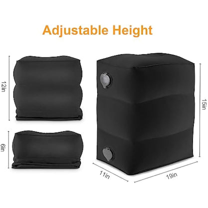 Maliton Airplane Footrest, Inflatable Foot Rest for Kids, Adjustable Height Travel Pillow On Airplanes, Cars, Travel, Office, Toddler Airplane Travel Essentials (Black, 2 Pack)