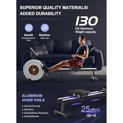 Neezee Rowing Machines, Rower Machines for Home Gym with Aluminum Rail, Water Rowing Machine with Tablet Stand, Water Resistance and LCD Display Rowing Machine
