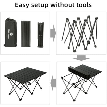 ROCK CLOUD Portable Camping Table Ultralight Aluminum Folding Beach Table Camp for Camping Hiking Backpacking Outdoor Picnic