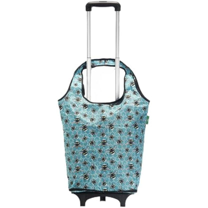 Eco Chic Lightweight Collapsible Shopping Trolley with Detachable Grocery Tote Bag (Bumble Bee Blue)