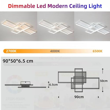 Jsz LED Dimmable Ceiling Light Living Room Lamp with Remote Control Modern Minimalist Ceiling Light Creative Metal Acrylic Design Ceiling Light