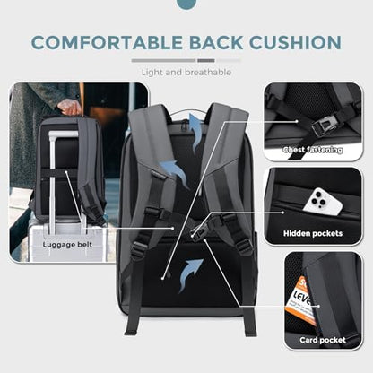 FENRUIEN Expandable Laptop Backpack Business Backpack Men's Laptop Bag 17 Inch for Men and Women Teenagers with Laptop Compartment USB Charging Port Backpack