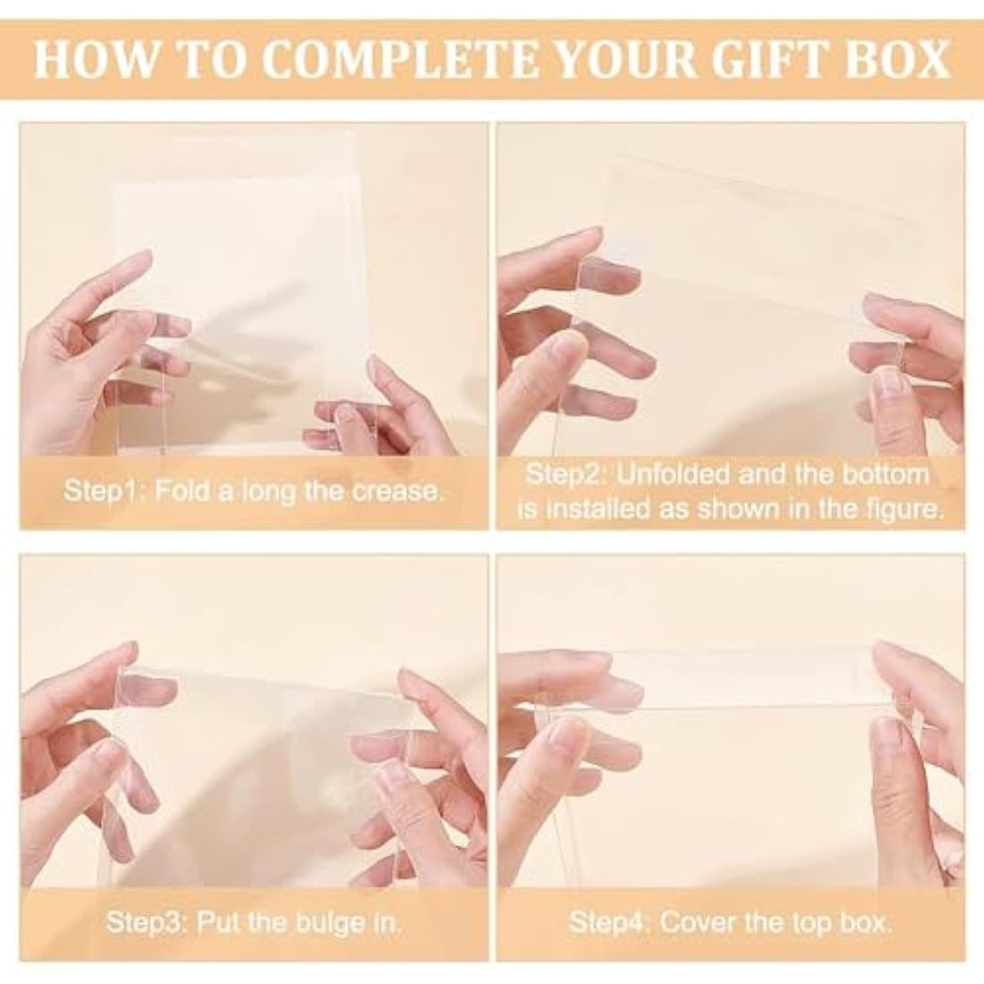 BENECREAT 30PCS Clear Wedding Favour Boxes with Protective Film 10x10x3cm Rectangle PVC Transparent Gift Boxes for Candy Chocolate Birthday, Wedding, Party Favors