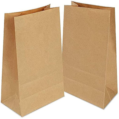 Gaoyong 100 Pieces Brown Paper Bags ,Gift Bags with 100% Pure Kraft Paper for Grocery, Snack, Lunch, Birthday, Xmas Party Supplier and Wedding