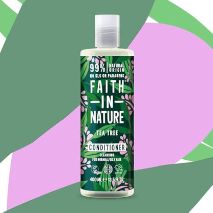 Faith In Nature Natural Tea Tree Conditioner, Cleansing, Vegan & Cruelty Free, No SLS or Parabens, For Normal to Oily Hair, 400ml