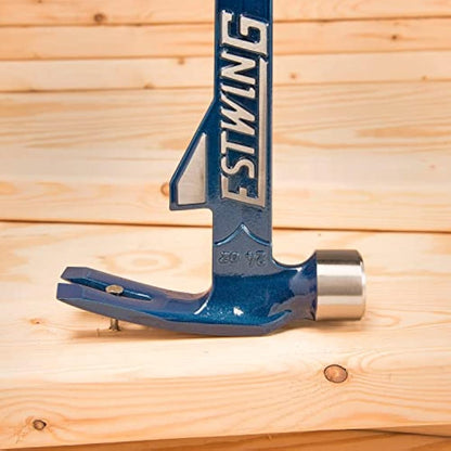 Estwing E6-24T 24oz 16-inch Smooth Face Hammertooth Hammer with Vinyl Shock Reduction Grip, Blue