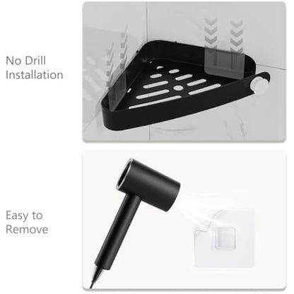 Sotfamily 4 Packs Black Shower Caddy, No Drilling Shower Corner Shelf with Adhesive Pad, Rust Free Plastic Shower Storage for Bathroom, Kitchen, Toilet