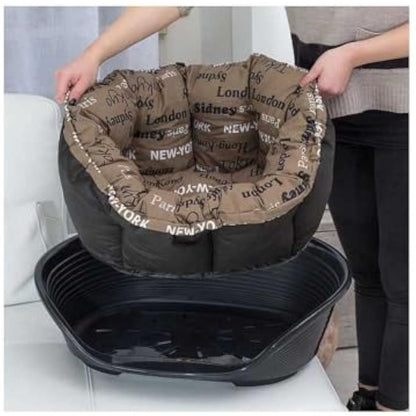Ferplast Plastic Dog and Cat Bed with Padded Dog and Cat Cushion SOFA' Dog Bed with Padded Cushion, Washable, 73 x 55 x 27 cm