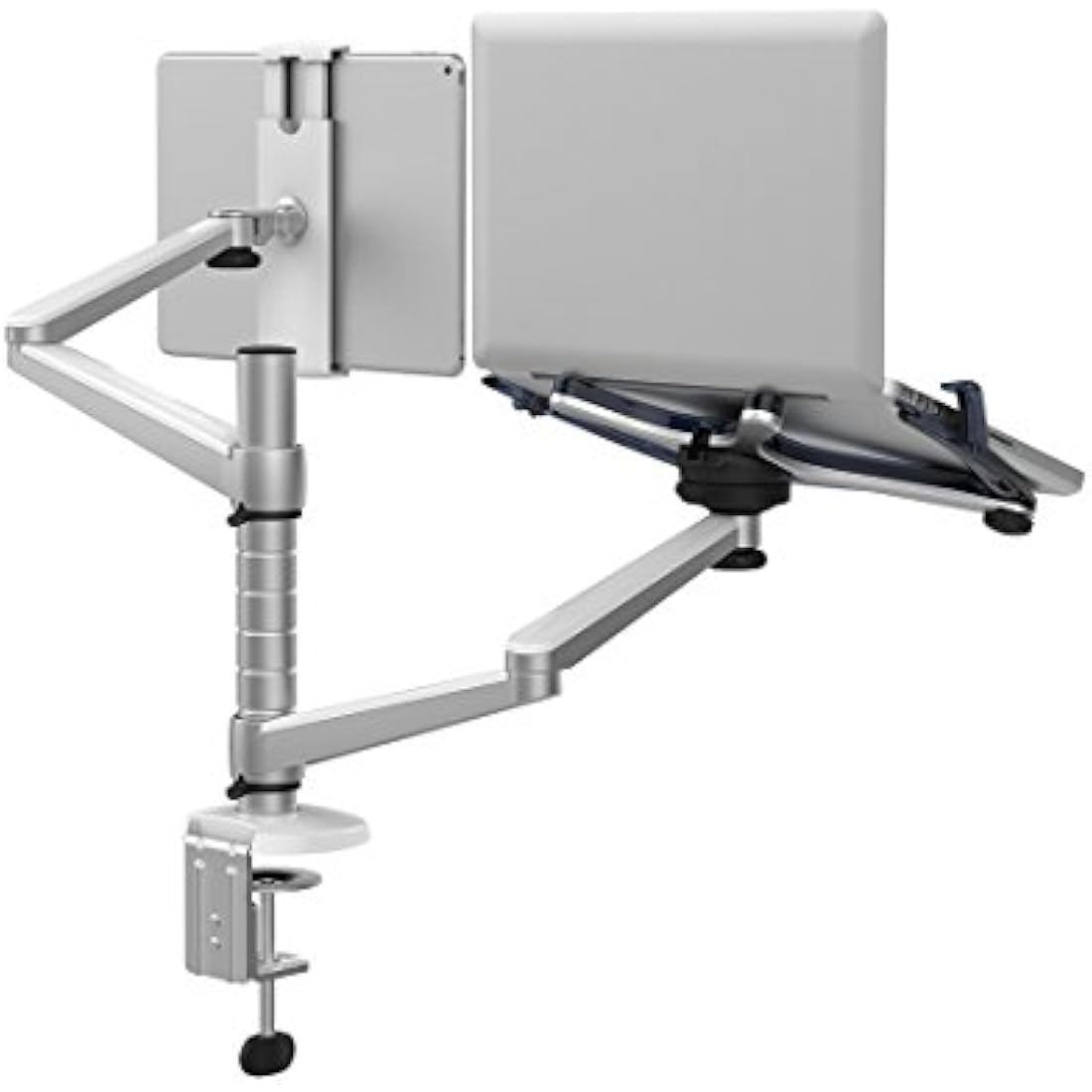 ThingyClub® Adjustable Aluminium Universal Laptop Notebook & Tablet Stand Desk Mount Bracket Clamp Tilt Swivel Dual Arm Support Holder (Laptop & Tablet)