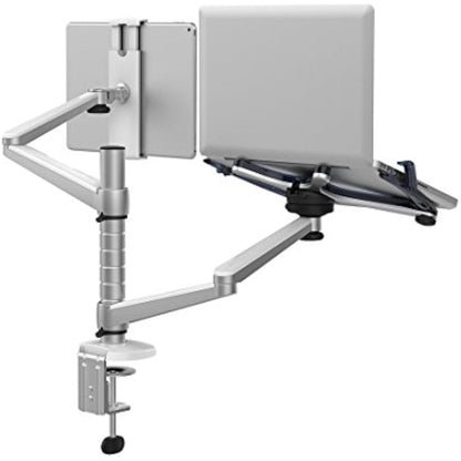 ThingyClub® Adjustable Aluminium Universal Laptop Notebook & Tablet Stand Desk Mount Bracket Clamp Tilt Swivel Dual Arm Support Holder (Laptop & Tablet)