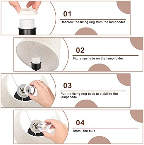 UOMIO Bedside Table Lamps Set of 2, Vintage lamp Small Desk Lamps with Linen Fabric Lampshades and Metal Base, On-Off Switch, Pair of Side Lamps for Bedroom, Living Room, Office