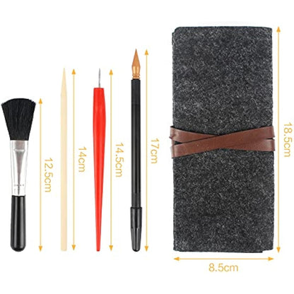 19 Pieces Scratch Painting Art Tools, Black Scratch Drawing Pen with Wooden Stylus Sticks, Small Scraper, Brush, Tool Bag, Scratch Drawing Tool for Kids Adult Painting Paper