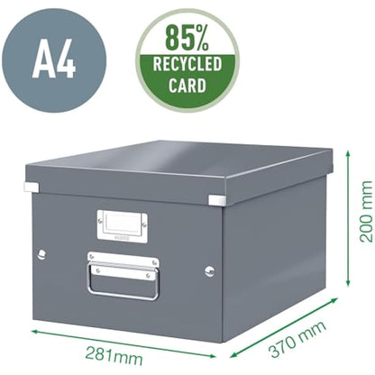 Leitz 60440054 A4 Storage Box, Click and Store Range, Medium, Green, 36.9 x 28.1 x 3.7 cm