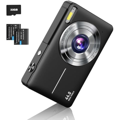 CAMKORY Digital Camera 1080P FHD Compact Vlogging Camera 44MP 16X Digital Zoom Portable for Kids, Teens, Students & Seniors (Black)
