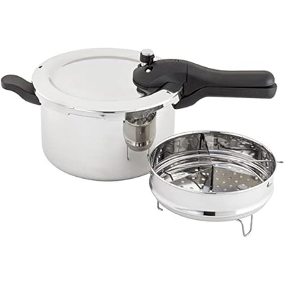 Judge Stainless Steel Pressure Cooker 5L, (25cm) With Steamer Basket, Great Healthier and Quicker Cookware, Suitable for All Hob Types