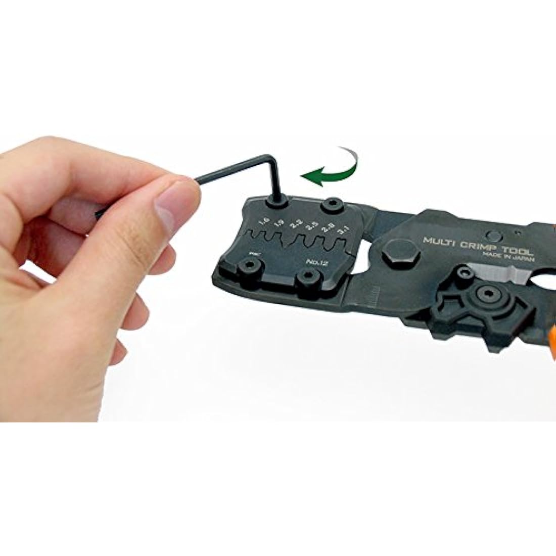 Precision Universal Crimping Tool with Inter-Changeable die Plates (Size M) Handy Crimp Tool. Made in Japan. ENGINEER pad-12