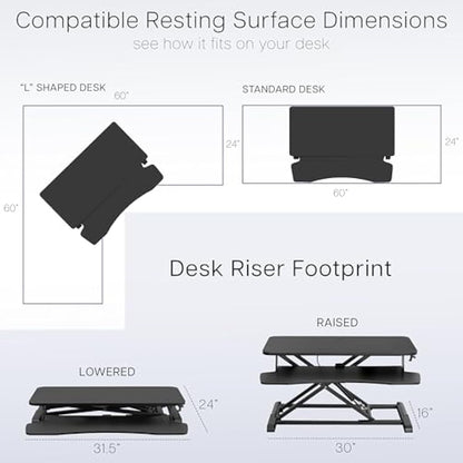 VIVO 81 cm Desk Converter, K Series, Height Adjustable Sit to Stand Riser, Dual Monitor and Laptop Workstation with Wide Keyboard Tray, Gray Top, Black Frame, DESK-V000KG
