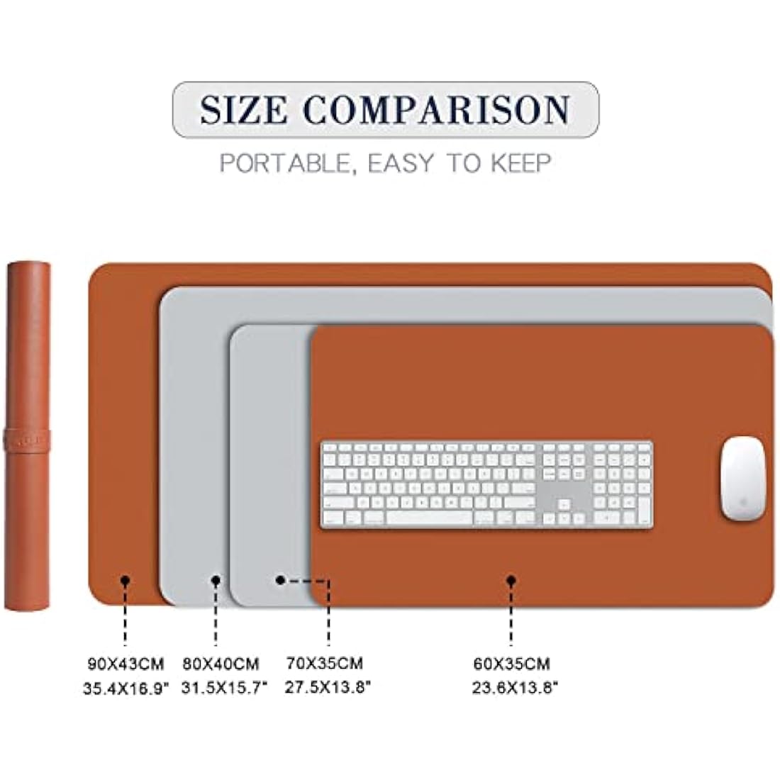 DOBAOJIA Desk Pad XX-Large, Desk Mat, Desk Blotter, Laptop Pad, Extended Mouse Mat, Mouse Pad XXL, Writing Pad for Office/Home, Dual-Side Use PU Leather Waterproof 35.4" X 16.9"(Brown/Grey)