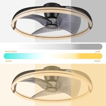 BKZO 73CM LED Ceiling Light with Fan, Ceiling Fan Lights 6 Levels Wind Speeds, Stepless Dimming Light, Modern Fan Lighting for Living Room, Dining Room, Bedroom, Office, 3000-5500K