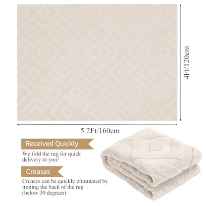 Enyhom Washable Rugs Living Room 120 x 160 cm Anti Slip Rugs Classic Large Rugs for Bedroom Short Pile Modern Design Floor Mat Soft Touch Geometric
